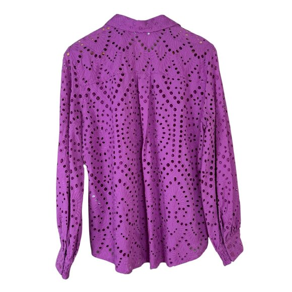 Chico's NEW Kalmia Pink Eyelet Lace Button Up Shirt Chico's Sz 2 (US Lrg 12/14) - Picture 2 of 8